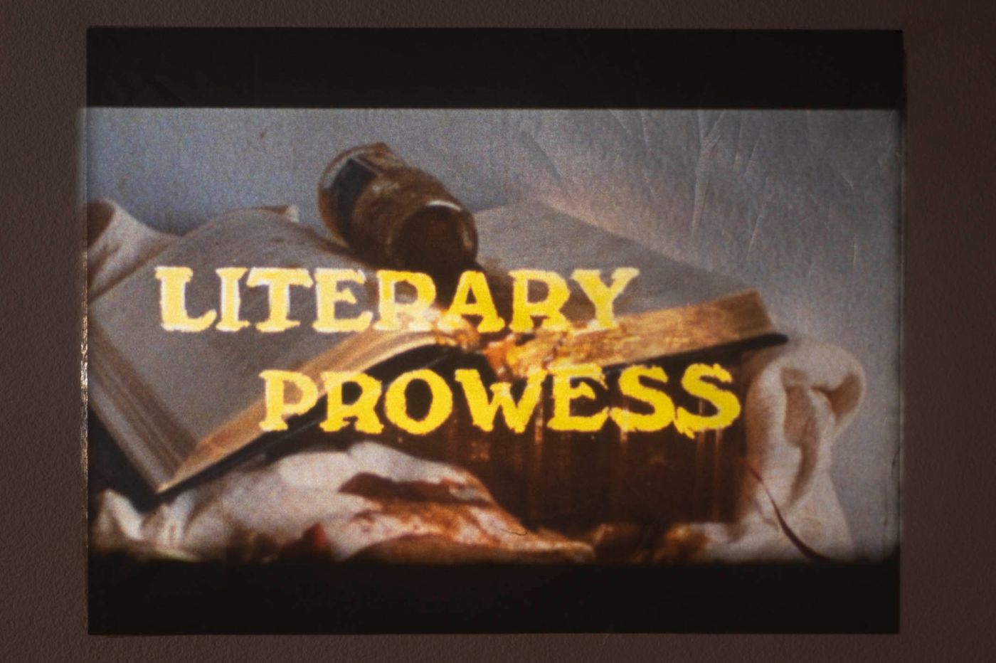 Rachael Anderson and Bhasha Chakrabarti, Literary Prowess, 2022. 16mm film; 5 mins 48 secs. Photo: Allison Minto.